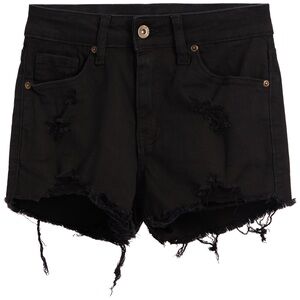 Trendy Black Distressed Kids Jean Shorts